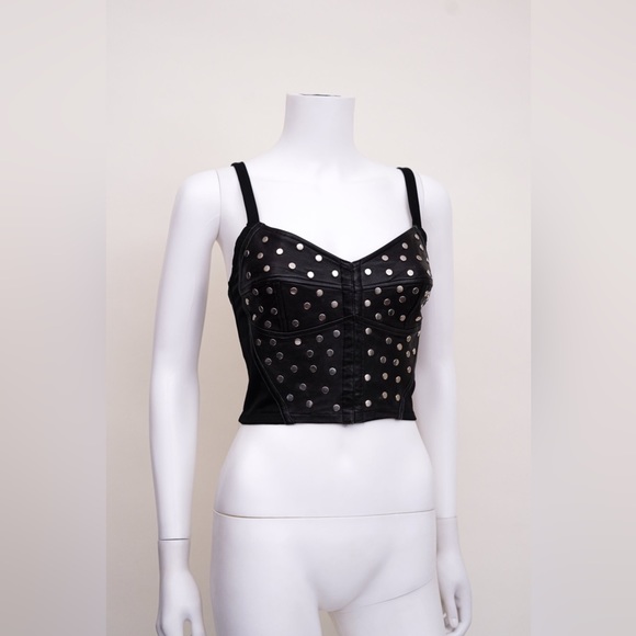 Dolce and Gabbana Black Leather Studded Bustier - Picture 3 of 7